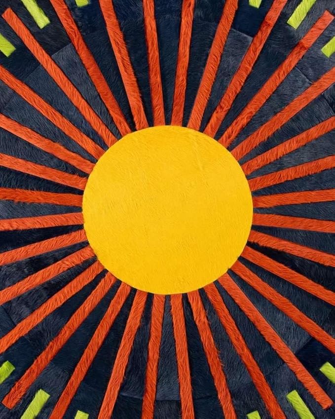 Sn Alef Home Round Designer Rug for Living Room | Handcrafted Black & White Boho Floor Carpet | Modern Ethnic Circular Mat for Home Décor & Meditation Space (Blue_4x4)