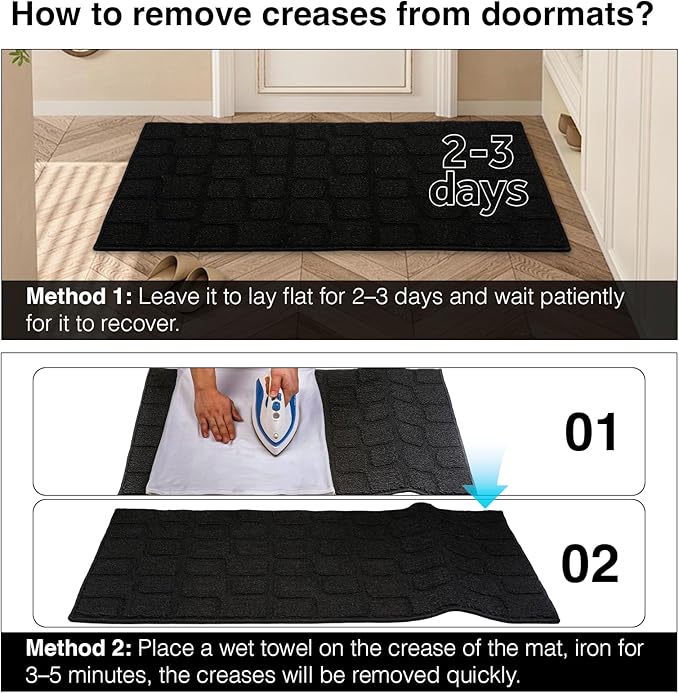Front Door Mat Outside Entrance, Outdoor Indoor Door Mats for Entryway, Entrance, Entry, Patio, Waterproof Non Slip Doormat, Low-Profile, 31.5" × 39“, Black