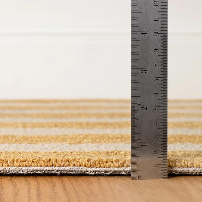 Dash & Albert Silas Stripe Gold Hand Micro Hooked Wool Rug, 2 X 3 Feet, Yellow/Orange Stripe Pattern - Premium Luxury Hotel Quality Soft Breathable Hypoallergenic Machine Washable Easy Care All