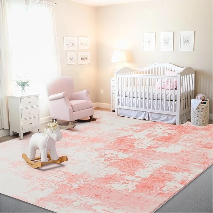 Istana 9x12 Area Rug - Pink 9 x 12 Area Rugs for Living Room - Foldable 9x12 Rugs for Bedroom/Living Room Rug - Stain Resistant Washable Rugs - Eco-Friendly Area Rugs