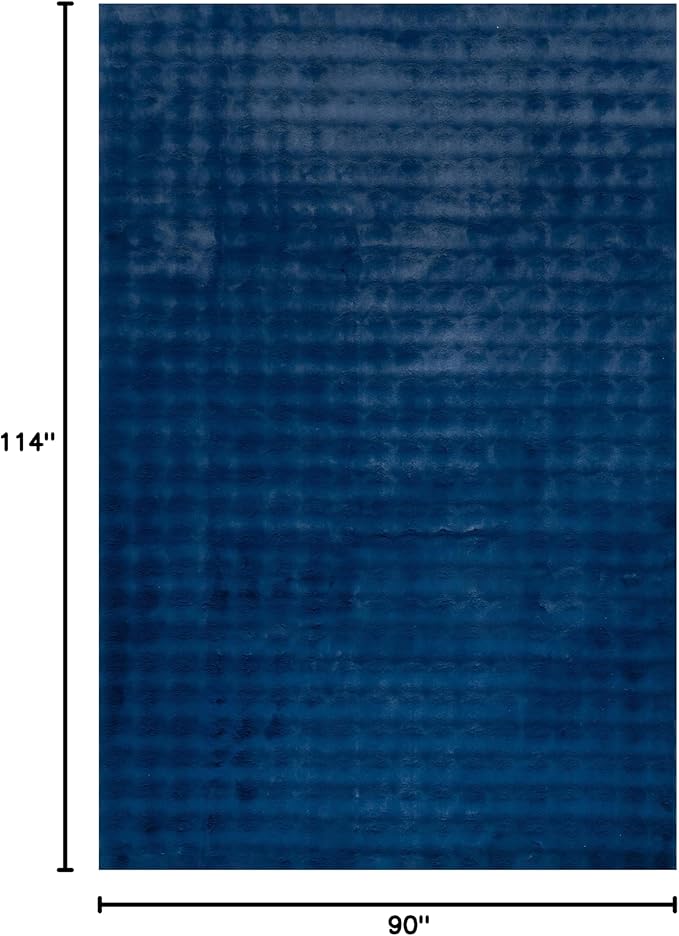 nuLOOM Jeni Navy, 7'6" x 9'6", Solid Faux Rabbit, Fluffy and Cozy, High Traffic, Stain Resistant, Easy Clean, Durable Washable Area Rug for Bedroom, Living Room, Dining, Den, Foyer, Entryway