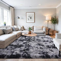 Beglad Fluffy Area Rugs 4x6 Feet, Modern Minimalist Style Shag Rugs, Non-Slip Indoor Carpet Soft Rugs for Bedroom, Living Room & Kids Room, Tie-Dyed Black&Dark Grey