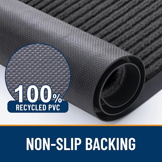OLANLY Front Door Mat Indoor Outdoor Entrance, Waterproof Heavy Duty Doormat, Fade Resistant, Low Profile, Easy Clean Patio Porch Welcome Floor Mats for Entry, 47x17, Charcoal Grey