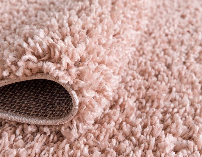 Unique Loom Davos Shag Collection Area Rug - Solid (9' 10" Square, Dusty Rose)