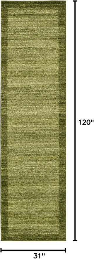 Rugs.com Angelica Collection Rug – 10 Ft Runner Light Green Medium Rug Perfect for Hallways, Entryways
