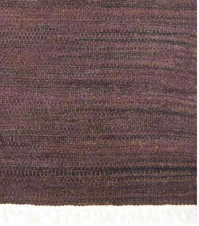 Rugsotic Carpets Hand Woven Flat Weave Kilim Wool ECO-Friendly Area Rugs - 3'x13', Runner Shape, Dark Brown Color, Solid Plain Design, Low Pile Handmade Rugs for Living Room, Bed Room (D00111)