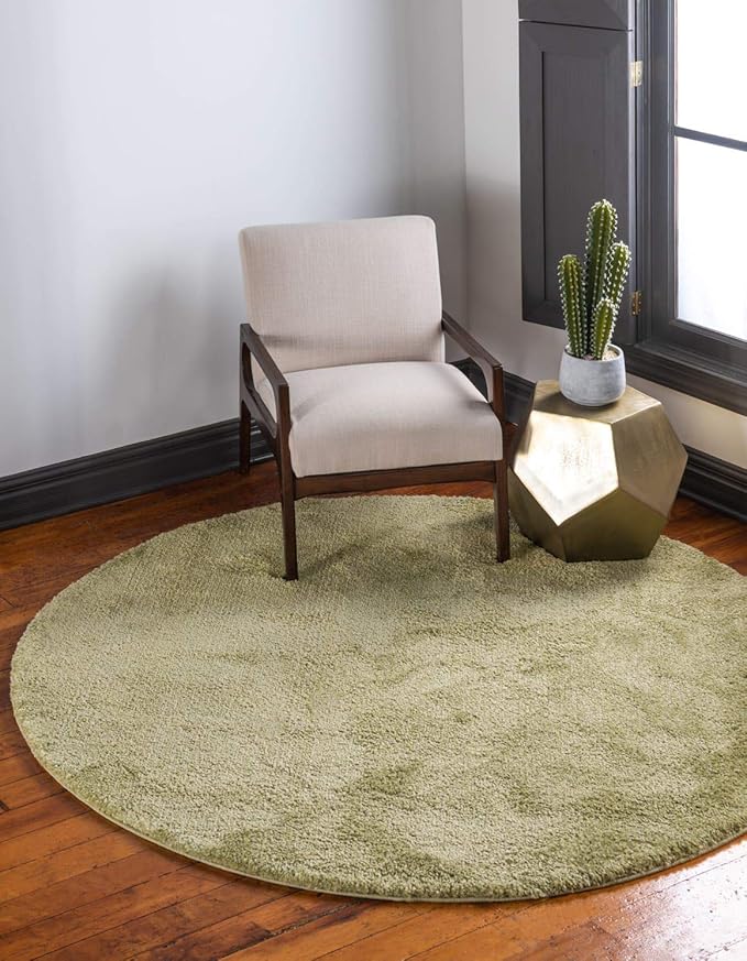 Unique Loom Solo Collection Area Rug - Calabasas (6' 1" Round, Light Green)
