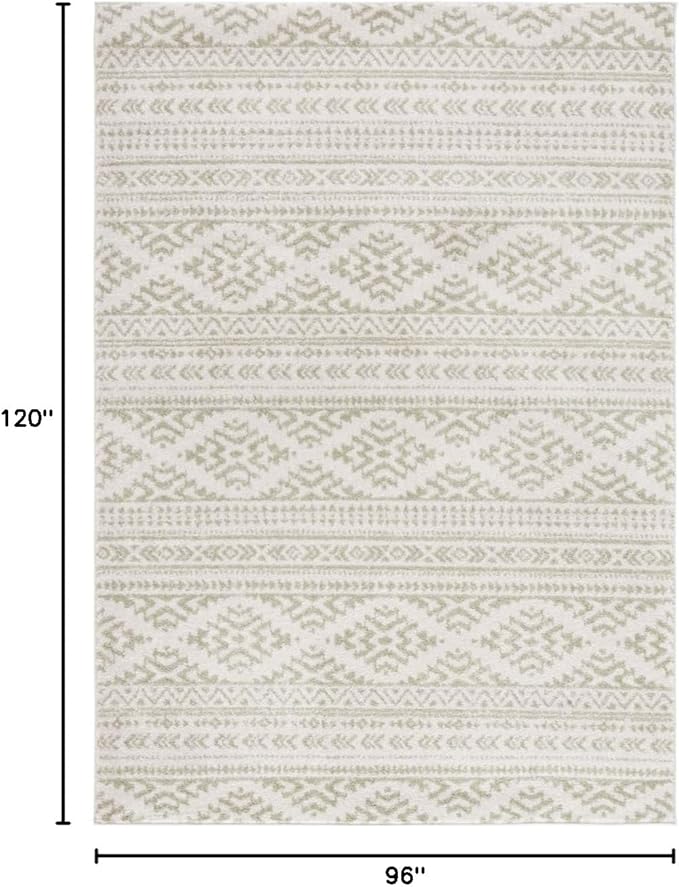 SAFAVIEH Area Rug 8x10 - Tulum Collection - Large - Ivory & Sage, Moroccan Boho Tribal Design, Non-Shedding & Easy to Clean, Ideal for Living Room, Bedroom, Dining Space (TUL272H)