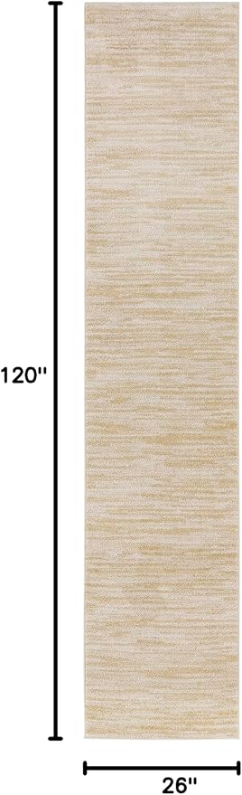 Nourison Home Nourison Essentials Ivory Gold 2'2" x 10' Area Rug - Easy Clean, Non Shedding, Bed Room, Living Room, Dining Room, Kitchen (10' Runner)