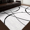 YIHOUSE 6'x9' Black and White Rug- Washable Area Rug for Living Room Bedroom, Large Modern Non-Slip Ultra-Thin Rug Home Decor,Curve,6x9ft