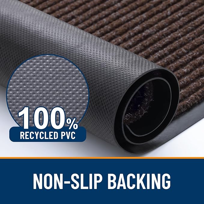 OLANLY Front Door Mat Indoor Outdoor Entrance, Waterproof Heavy Duty Doormat, Fade Resistant, Low Profile, Easy Clean Patio Porch Welcome Floor Mats for Entry, 35x23, Tan