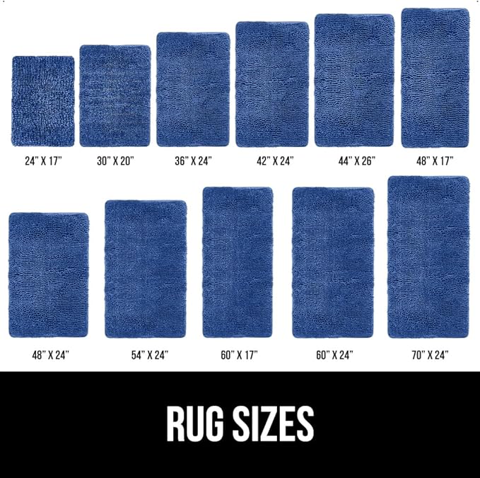 GORILLA GRIP Bath Rug Mat 30x20, Thick Soft Absorbent Chenille, Quick Dry Microfiber Mats, Rubber Backing Washable Shower Floor Rugs, US Designed Bathroom Bathmat Home Decor Accessories, Royal Blue