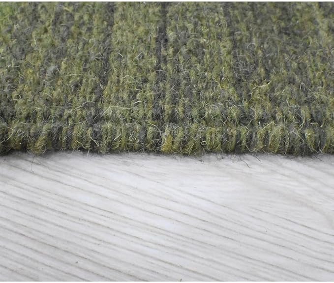 Rugsotic Carpets Hand Woven Flat Weave Kilim Wool ECO-Friendly Area Rugs - 6'x6', Square Shape, Olive Color, Solid Plain Design, Low Pile Handmade Area Rugs for Living Room, Bed Room (D00111)