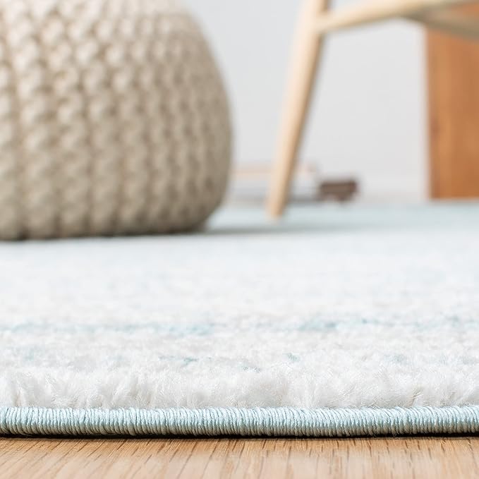 SAFAVIEH Adirondack Collection Area Rug - 5' Square, Aqua & Ivory, Modern Ombre Design, Non Shedding & Easy to Clean, Ideal for Living Room, Bedroom, Office, Dining Space (ADR113J)