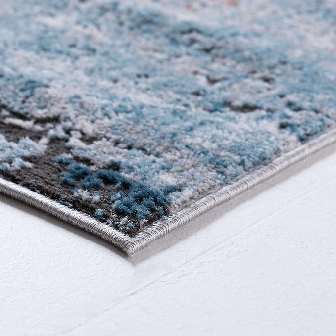 Rugs.com Leipzig Collection Runner Rug – 10 Ft Runner Multi Low-Pile Rug Perfect for Hallways, Entryways