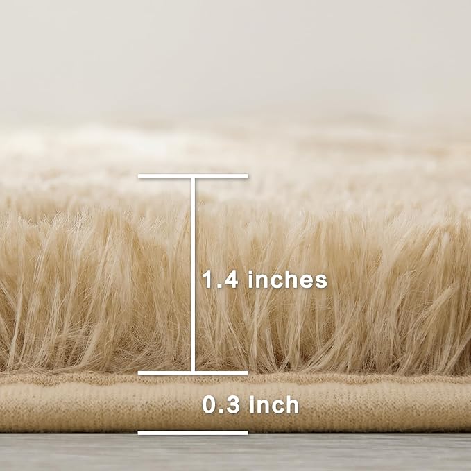Andency 6x9 Area Rugs, Large Shag Fluffy Soft Shaggy Rugs for Living Room Bedroom, Non-Slip Tie-Dyed Khaki Thick Plush Carpet for Kids Girls and Boys, Dorm Nursery Home Decor Aesthetic