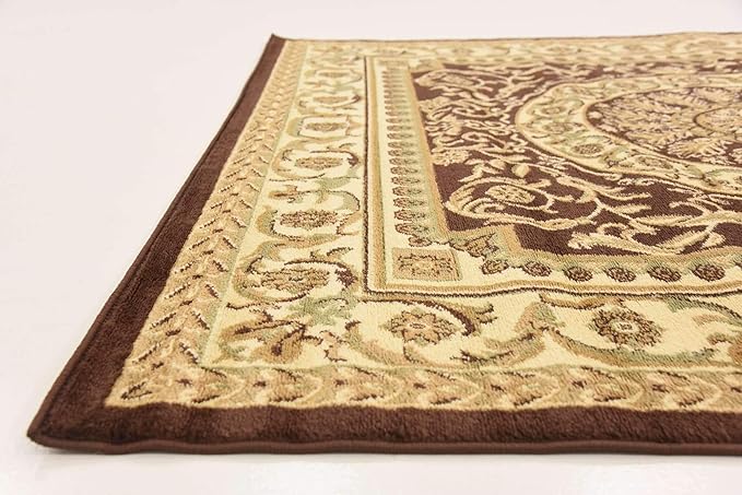 Unique Loom Versailles Collection Traditional Classic Medallion Floral Motif Area Rug (6' 0 x 6' 0 Square, Brown/ Ivory)