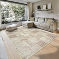 GLN Rugs Contemporary Collection - Machine Washable Area Rug, Contemporary Washable, Non Slip, Low Pile Chenille Rug, Living Room, Bedroom, Kitchen Rug (8' x 10' Abstract Tan)