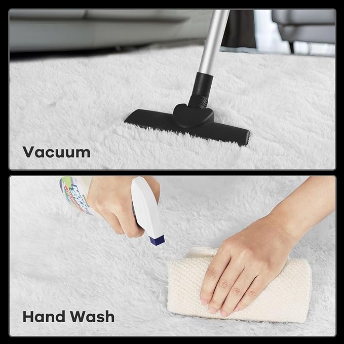 Zentavio Area Rugs for Living Room Small Carpet for Bedroom 3x5 Bedside Washable Soft Fluffy Shag Aesthetic Plush High Pile Throw Rug for Nursery Kids Room Dorm Room White