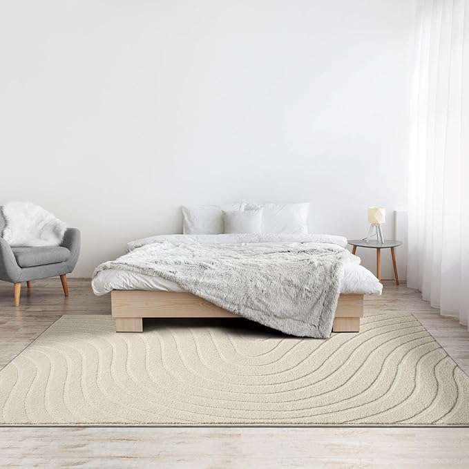 LUXE WEAVERS Modern Geometric Wave Cream 4x6 Area Rug