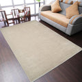 Hand Knotted Loom Wool ECO-Friendly Area Rugs - 5'7''x7'10'', Rectangle, Beige Color, Solid Plain Design, High Pile Thick Handmade Anti Skid Rugs for Living Room (L00111)