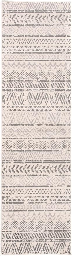 Rugshop Geometric Boho Perfect for high Traffic Areas of Your Living Room,Bedroom,Home Office,Kitchen Runner Rug 2'7" x 8' Gray