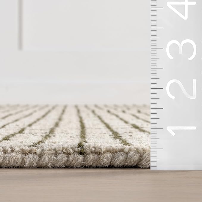 Rugs USA Melrose Green/Ivory, 2'6" x 8', Handmade, Wool & Cotton, Soft and Cozy, High Traffic, Stain Resistant, Easy Clean, Durable Area Rug for Bedroom, Living Room, Dining Space, Den, Entryway