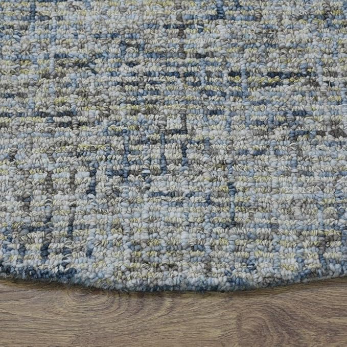 Hand Tufted Wool ECO-Friendly Area Rugs - 8'x8', Round Shape, Light Green, Solid Plain Design, High Pile Thick Handmade Anti Skid Area Rugs for Living Room, Bed Room (KWC111)