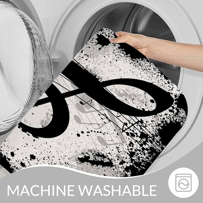 Music Notes Bath Rugs for Bathroom Durable Flannel Bath Rug Clearance Mats for Forlaundry Room and Kitchen Decor Carpt Washable 20 X 32 Inch Mat