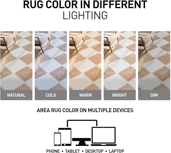 Rugshop Diamond Wave Shag Area Rug Beige 5' x 7' Great for Bedrooms, Living Rooms, or Under Coffee Tables