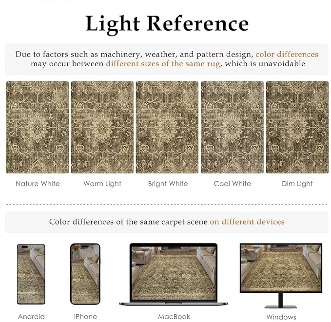 3x8 Washable Runner Rug for Kitchen Hallway Brown Vintage Non-Slip Low Pile Distressed Rustic Carpet Lightweight Vacuumable Soft Long Throw Rug for Indoor Entryway Bedroom