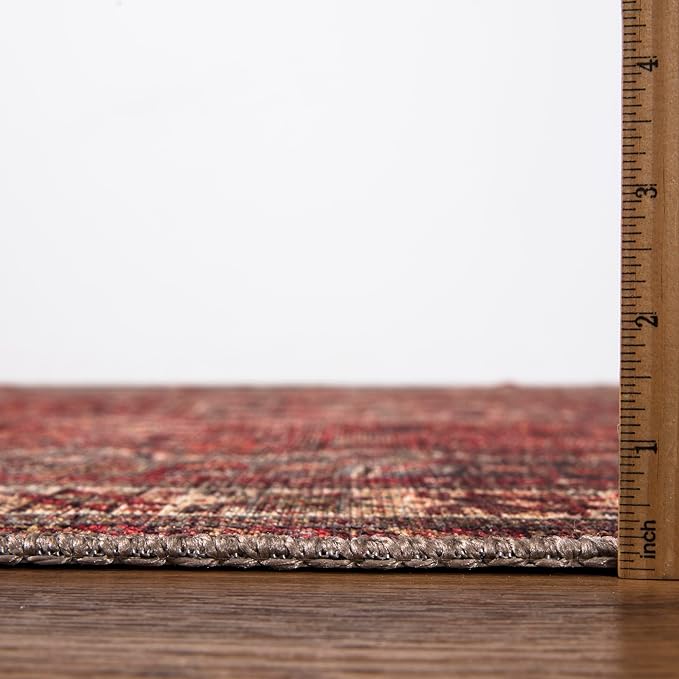 Keen Home Design 2x12 Rug - Machine Washable Runner Rug with Non-Slip Backing, Ideal for Hallway, Entryway, Kitchen, Laundry Room - Vintage, Easy Clean, Durable, Low Pile - (2'6" x 12')