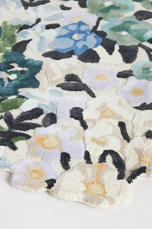 Cassia Wool Viscose Area Rug – 6’ x 9' – Handmade Wool Area Rugs –Blue – Rugs for Living Room, Bedroom – Anti-Skid – Carpets with Non-Slip Natural Backing with 100% Cotton