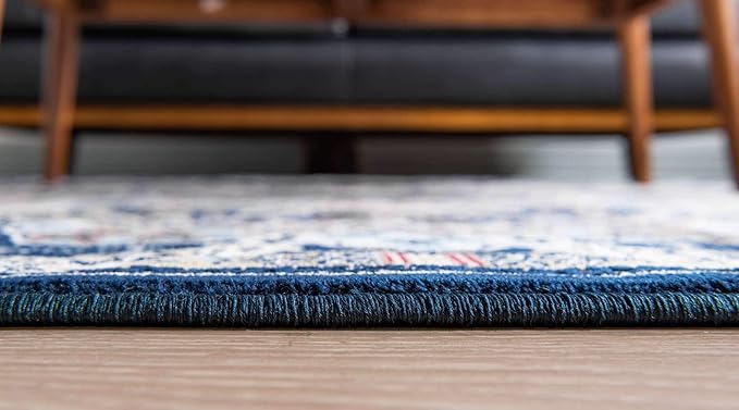 Unique Loom Narenj Collection Classic Traditional Medallion Textured Design Area Rug, 8 x 10 ft, Navy Blue/Tan