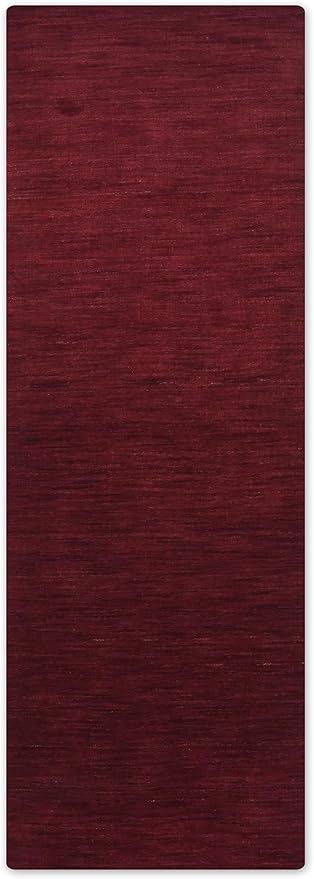Hand Knotted Loom Wool ECO-Friendly Area Rugs - 2'6"x8', Runner, Dark Red Color, Solid Plain Design, High Pile Handmade Anti Skid Area Rugs for Living Room, Bed Room (L00111)
