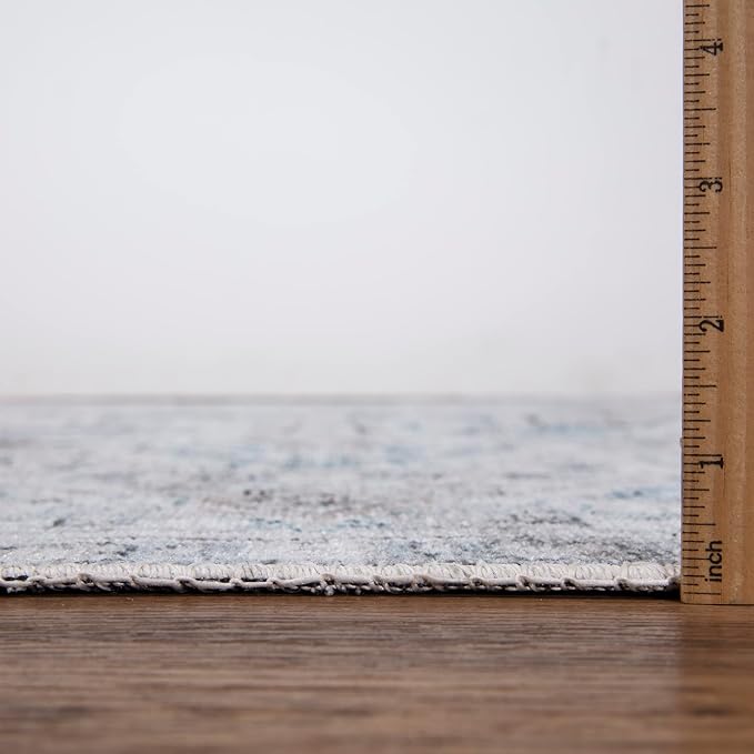 Bloom Rugs Caria Washable Non-Slip 3x5 Rug - Seashell/Teal Blue Traditional Area Rug for Living Room, Bedroom, Dining Room, and Kitchen - Exact Size: 3' x 5'