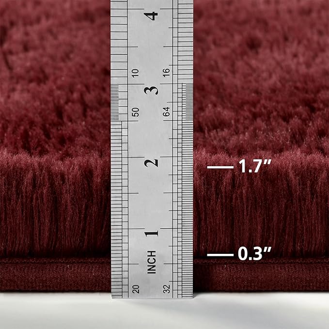 Shag Area Rug, 4 X 6 Plush Fuzzy Rugs for Living Room, Ultra Soft Fluffy Furry Rug for Bedroom, Indoor Carpet Nursery Rugs for Kids Room Home Decor, Burgundy