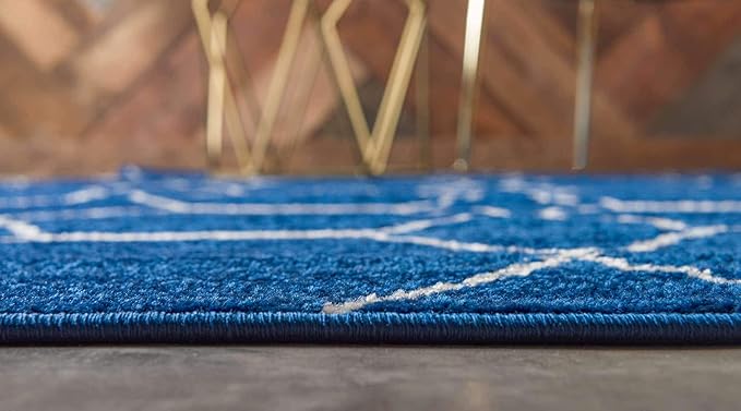 Unique Loom Trellis Frieze Collection Area Rug - Geometric (7' 1" x 10', Navy Blue/ Ivory)