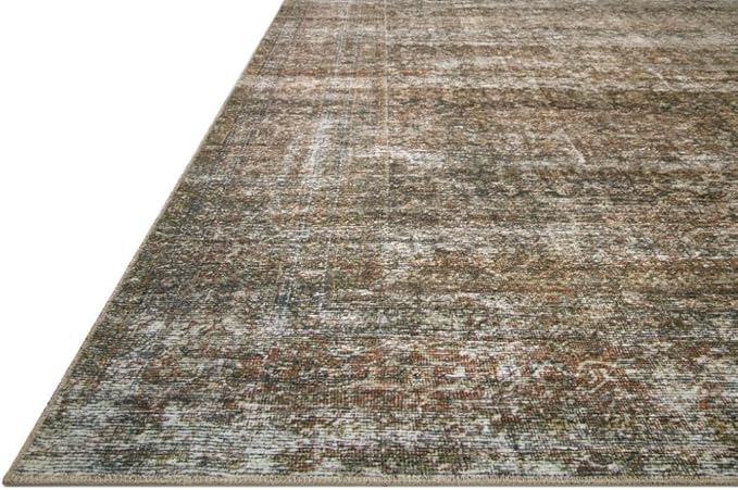 Loloi Amber Lewis Billie Collection, Tobacco & Rust 3'-6" x 5'-6" Area Rug – Antique & Distressed Accent Rugs for Living Room, Bedroom, Entryway & Hallway, No Shed High Traffic Area Home Decor Rug