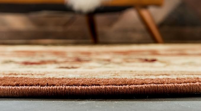 Rugs.com Chateau Collection Rug – 6 Ft Round Brick Red Medium Rug Perfect for Kitchens, Dining Rooms