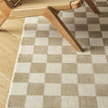 Revival Rugs Gambit 2'7"x9' Checkered Rug Machine Washable Runner Rug for Hallway Entryway - 100% Recycled Oeko-TEX Certified, Medium Pile, Camel, Beige