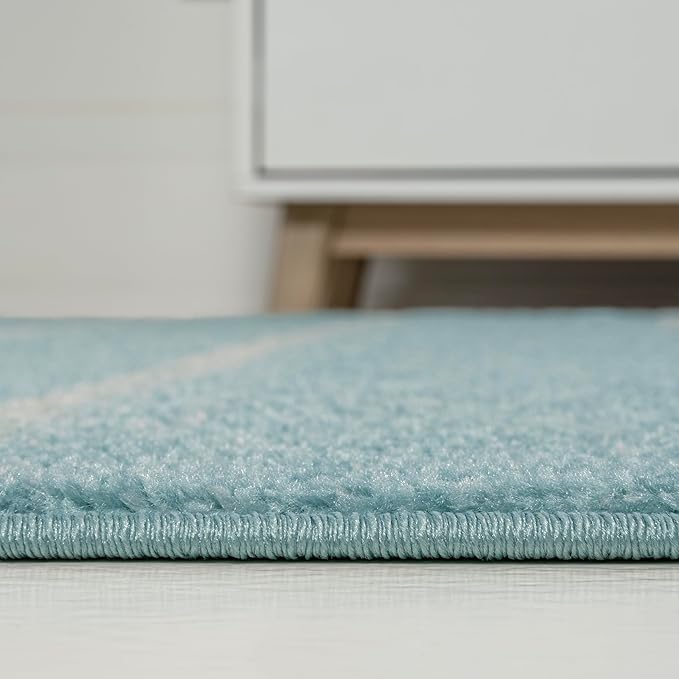 JONATHAN Y Williamsburg Minimalist Stripe Turquoise/Cream Indoor Area Rug, 5x8, Contemporary, Modern, Easy-Cleaning for Living Room, Bedroom, Kitchen, Pet Friendly, Non-Shedding (MOH201B-5)
