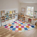 jinchan Macy Kids Rug for Classroom 7ft Radius Corner Washable Area Rug Modern Colorful Quarter Circle Rug Soft Non-Slip Carpet for Nursery Playroom Daycare Reading Nook Living Room Berries on Cream