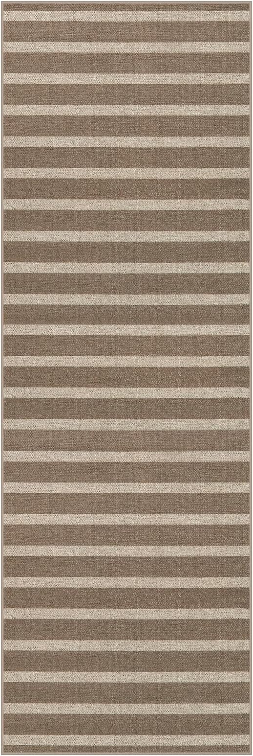Lahome Striped Easy Jute Hallway Runner Rug, 2x6 Kitchen Mats for Floor Washable Entryway Runner, Farmhouse Neutral Indoor Outdoor Carpet for Hallway 6ft Entry Laundry, Khaki