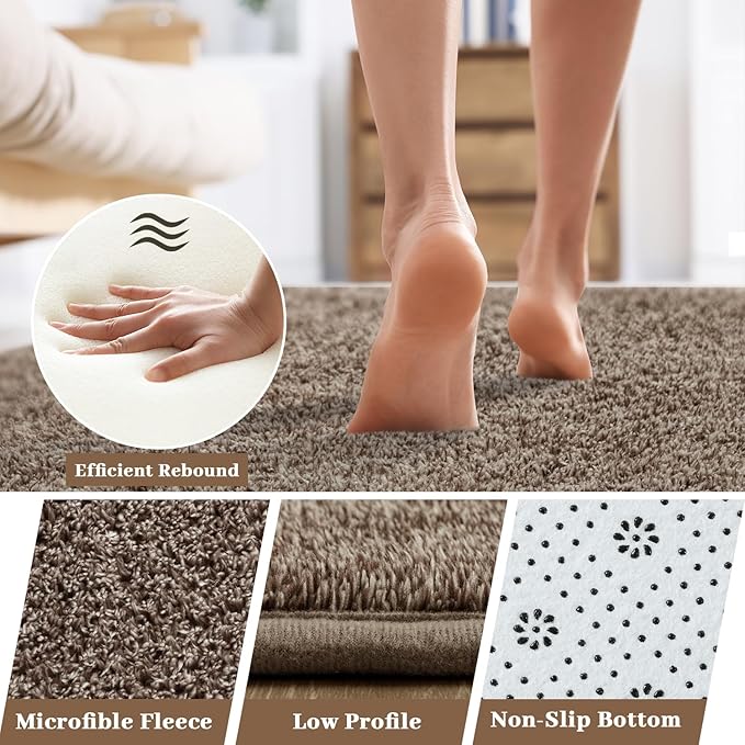 HQAYW 6x9 Large Area Rugs for Living Room Bedroom, Modern Thickened Memory Foam Soft Rug, Low Pile Minimalist Washable Non Slip Carpets for Kids Girls Boys Nursery Dorm Home Decor, Brown