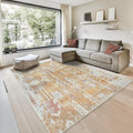 GLN Rugs Traditional Collection - Machine Washable Area Rug, Traditional Washable, Non Slip, Low Pile Chenille Rug, Living Room, Bedroom, Kitchen Rug (8' x 10' Sand/Light Gray)