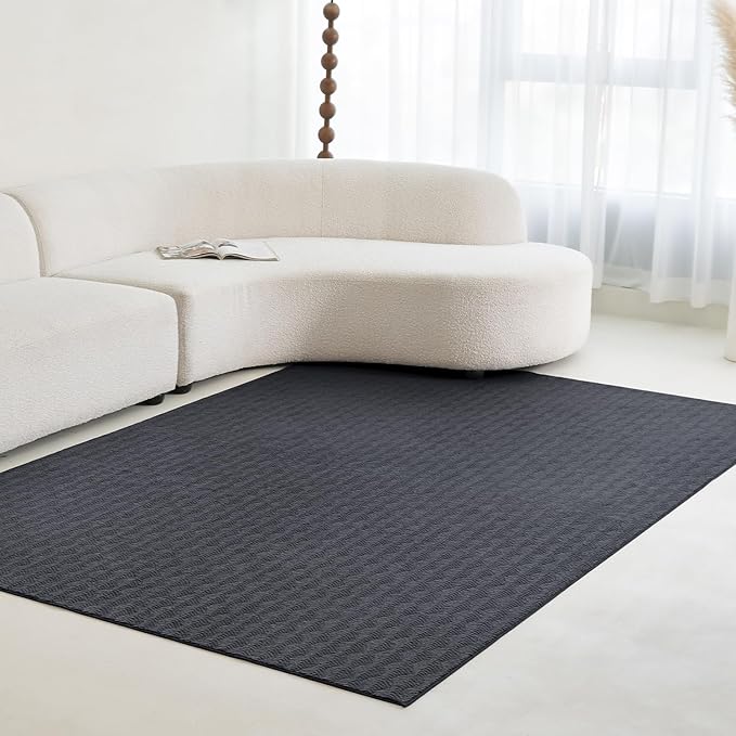 Faux Cashmere Area Rug - 5x7 Modern Low Pile Non-Slip Carpet for Living Room Bedroom, Dark Gray