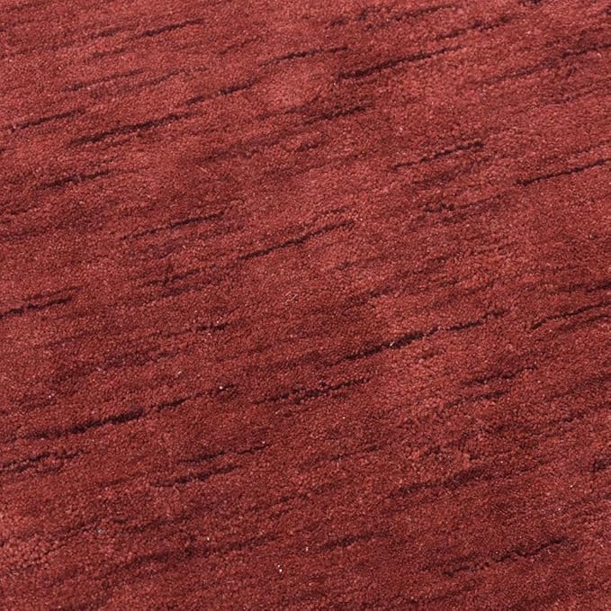 Hand Knotted Loom Wool ECO-Friendly Area Rugs - 8'x8', Octagon, Red Color, Solid Plain Design, High Pile Thick Handmade Anti Skid Area Rugs for Living Room, Bed Room (L00111)
