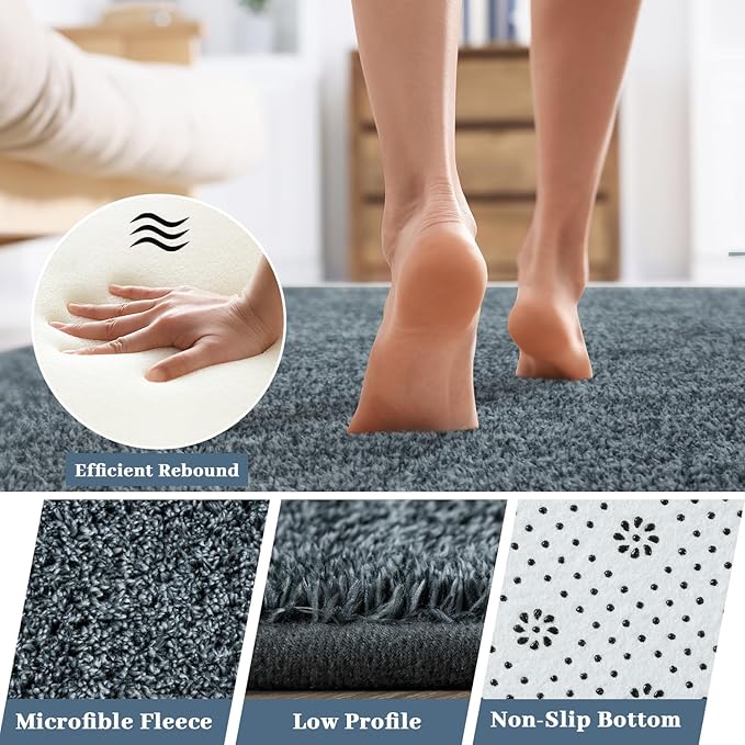 HQAYW 5x7 Area Rugs for Living Room Bedroom, Modern Thickened Memory Foam Soft Rug, Indoor Low Pile Minimalist Washable Non Slip Carpets for Kids Girls Boys Nursery Dorm Home Decor, Navy Blue