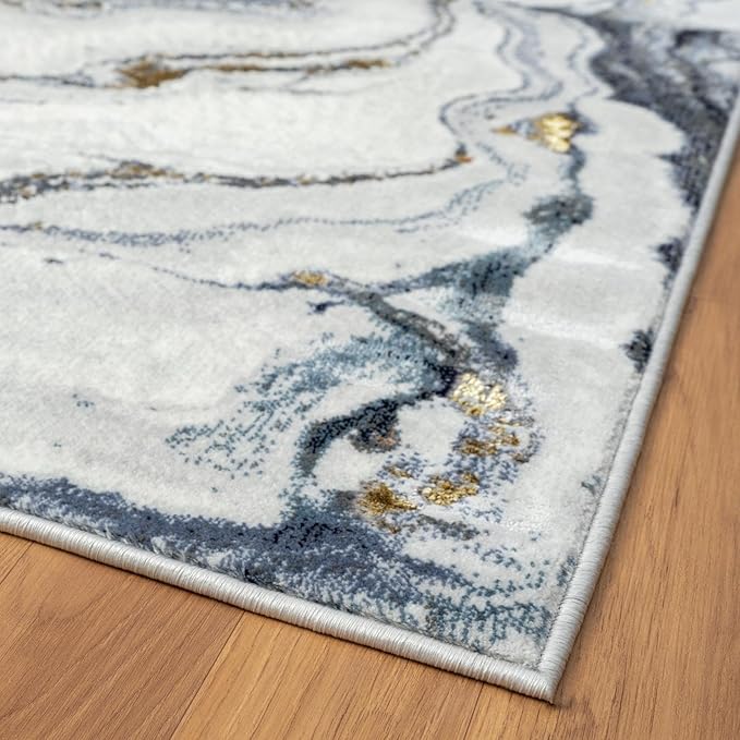 LUXE WEAVERS Marble Effect Abstract Blue 8x10 Area Rug